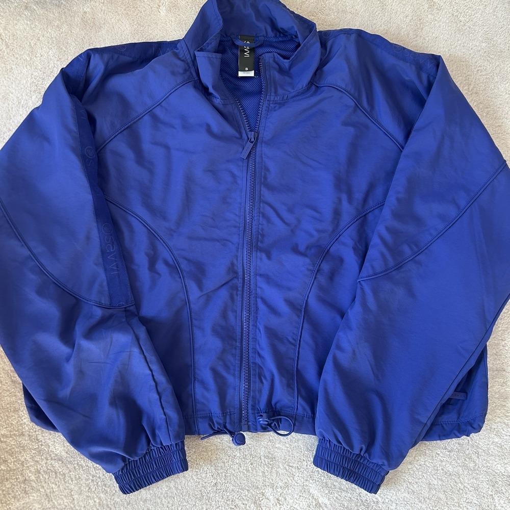 Savvi Women's Sz Small Purple/Blue‎ Windbreaker Jacket EUC Cropped Boxy Athletic